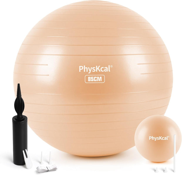 Yoga Ball for Exercise, Pilates Set, 4 Sizes Fitness Ball for Workout, Birthing, Pregnancy, Physical Therapy- Pump Included
