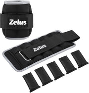 ZELUS 1 Pair Adjustable Ankle Weights, 2 4 6 8 10 lb Modularized Leg Weight Straps for Women Men, Weighted Ankle Weight Set with Removable Sandbags, 1-5 lb per Ankle Strap for Gym Yoga Jogging Walking