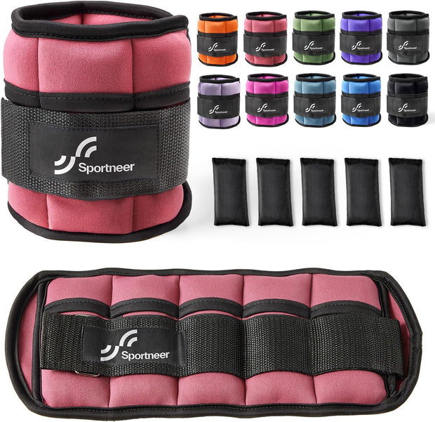 Sportneer Adjustable Ankle Weights 1 Pair 2 4 6 8 10 Lbs Leg Weight Straps for Women Men, Weighted Ankle Weights Set for Gym,Fitness, Workout,Walking, Jogging,1-5 lbs Each Ankle, 1 Pair 2-10 lbs
