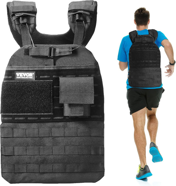 VEVOR Adjustable Weighted Vest, 11-20lb/20-32lbs/35lbs/40lbs Weight Vest with 6 Ironsand Weights and Reflective Stripe, Workout Equipment for Strength Training Running Jogging