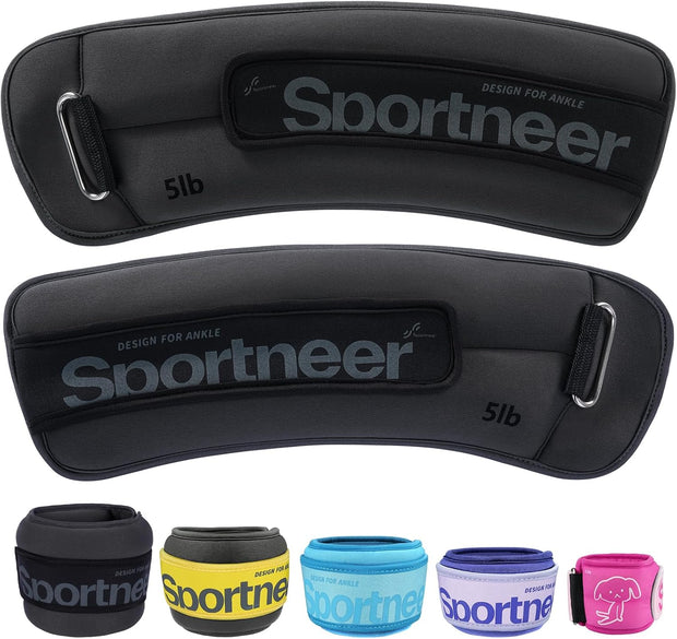 Sportneer Ankle Weights 0.5/1/2/3/5 LBS 1 Pair Wrist Leg Arm Weights for Women Men Kids Child with Adjustable Straps, Strength Weighted for Jogging Running Walking Fitness Gym Workout