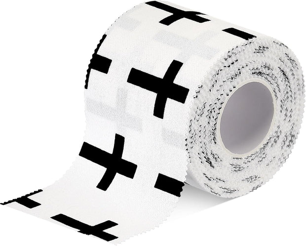 TrelaCo 1 Pcs Wrist Tape Baseball Cross Athletic 2in x 23ft Cotton Cross Wrist Tape Serrated Edges for Fingers Ankles Injury Wrap, Football Baseball Hockey Soccer (White)