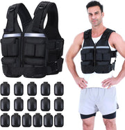 Sportneer Adjustable Weighted Vest Weights: 2-18 lbs/2-40 lbs Washable Weight Vest 16 In 1 Fast Adjust Rucking Vest for Women and Men Home Gym Workout Fitness Strength Training Vests