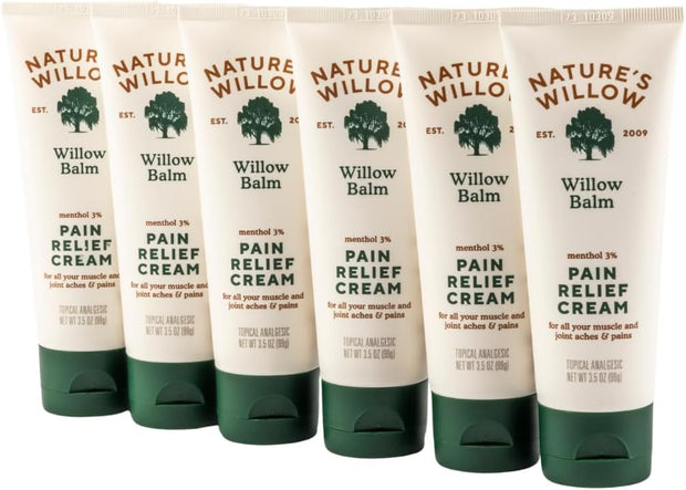 Nature's Willow Willow Balm Natural Pain Relief Cream for Muscles & Joints | Fast-Acting with Willow Bark & Menthol | Free from Artificial Fragrances & Dyes | 1-Pack | 3.5 fl oz