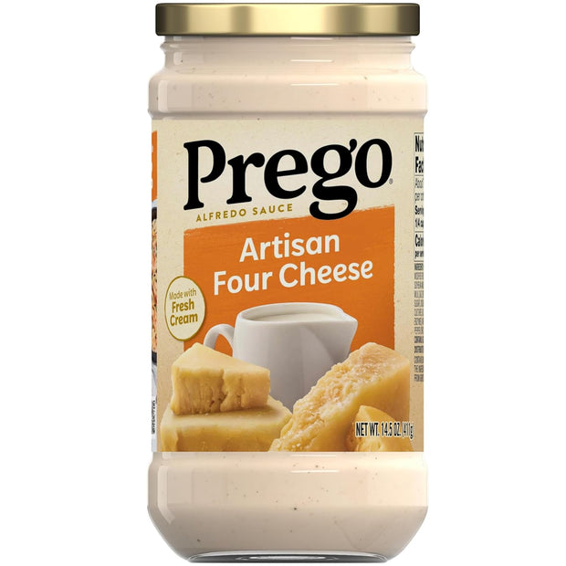 Prego Alfredo Pasta Sauce with Roasted Garlic and Parmesan Cheese, 14.5 oz Jar