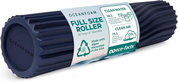 Oceanfoam Tidal Roller - Natural - Muscle Massage Foam Roller for Back Pain & Stretching - Firm and Ergonomic Wide Wave Textured - Yoga, Athletics, & Wellness - Full Size, 20" x 5"