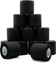 OK TAPE 12 Rolls Self Adhesive Bandage Wrap, Elastic Athletic Tape, Self Stick Bandage Tape, Vet Wrap, Medical Wrap for Wrist, Feet, 2" x 5 Yards - Black