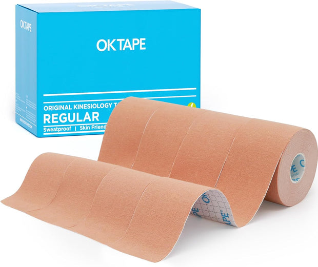 OK TAPE Kinesiology Tape, Regular Original Cotton Elastic Athletic Tape for Support and Recovery, Sports Tape, 2in×16.4ft Uncut Roll - Pink
