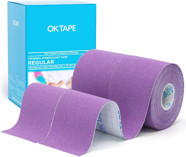OK TAPE Kinesiology Tape, Regular Original Cotton Elastic Athletic Tape for Support and Recovery, Sports Tape, 2in×16.4ft Uncut Roll - Pink