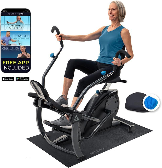 Teeter FreeStep Recumbent Cross Trainer Stepper, Zero-Impact Exercise Bike Alternative w/Patented Physical Therapy Stride, Up to 350lb, Free App w/Trainer Workouts