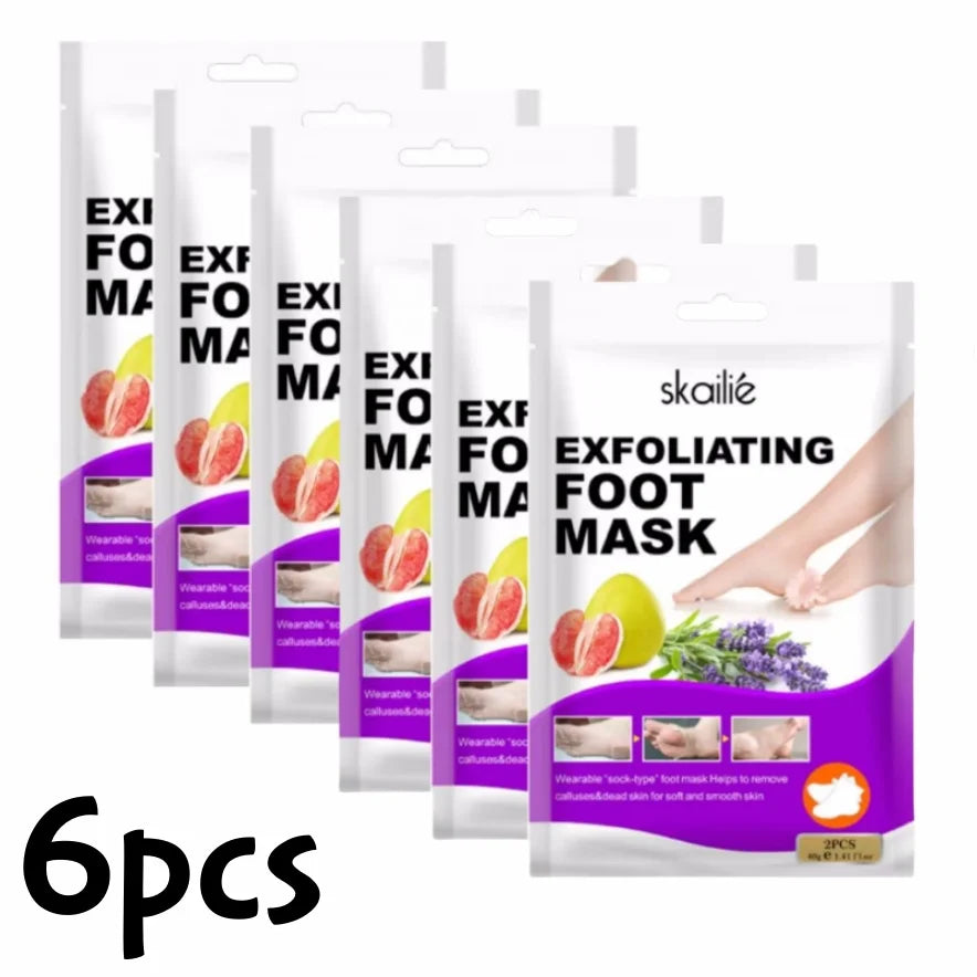 6/3pairs Lavender Foot Mask Exfoliating Vitamin Feet Moisturizing Socks for Removing Dead Skin Calluses Repairing Heel Crack