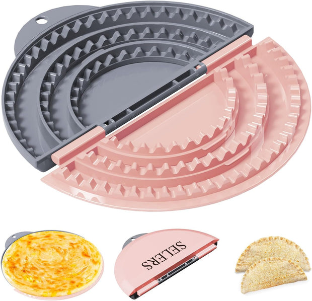 Tortilla Sealer,SELERS,Tacos tortilla crimper Maker Large,Removable & Adjustable 4"-6''-8" Crust,For Burritos,Pasties,Tortilla,Dumplings,Sandwich,Grey Yellow
