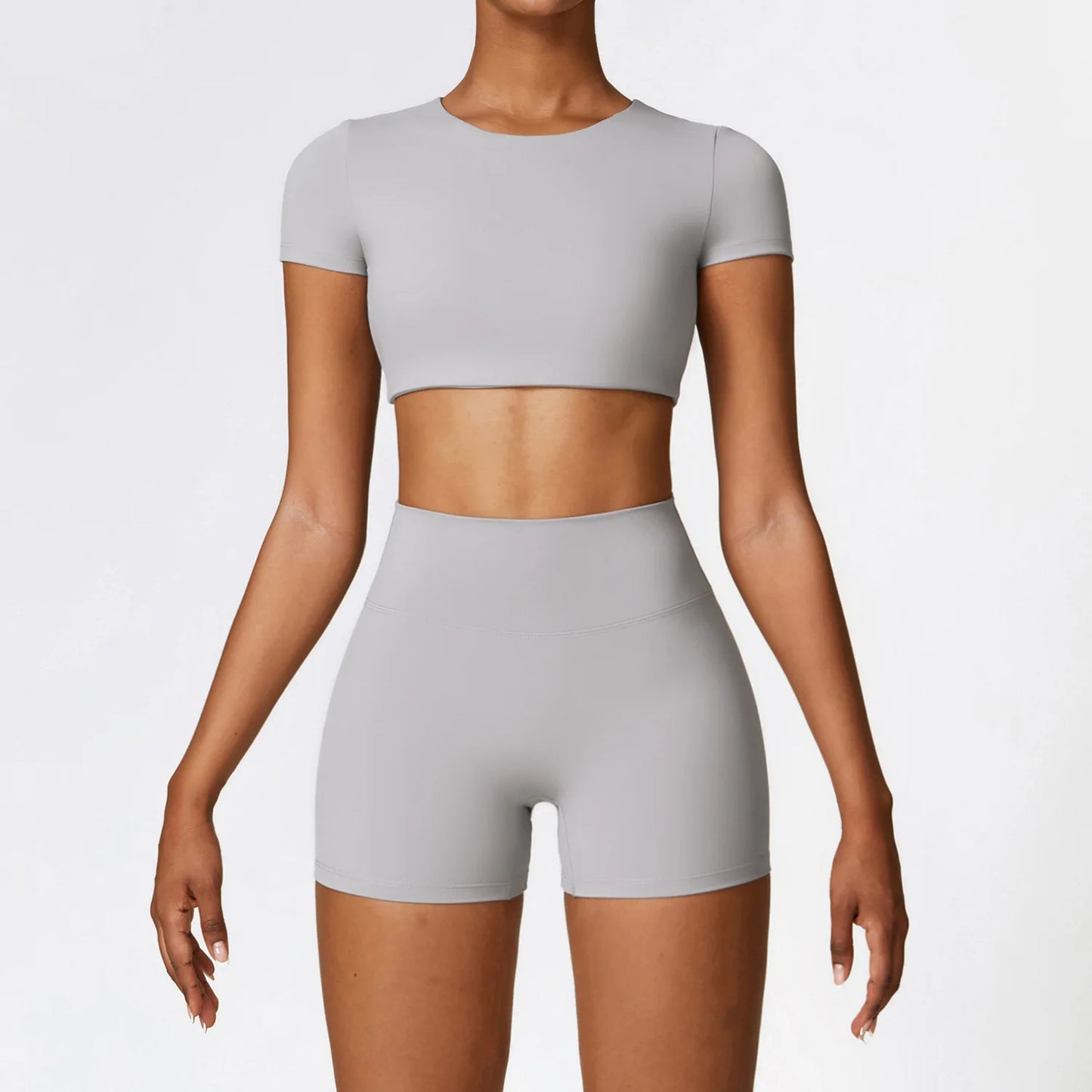 2PCS Yoga Set Women Gym Clothing Fitness Workout Set Sportswear Female Long Sleeve Crop Top High Waist Leggings Sports Suits