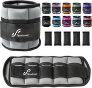 Sportneer Adjustable Ankle Weights 1 Pair 2 4 6 8 10 Lbs Leg Weight Straps for Women Men, Weighted Ankle Weights Set for Gym,Fitness, Workout,Walking, Jogging,1-5 lbs Each Ankle, 1 Pair 2-10 lbs