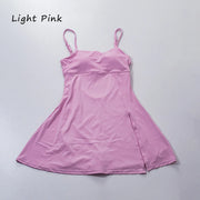 QINACTIVE Women's sports beautiful back dress Removable chest cushion cushion breathable outdoor yoga tennis skirt