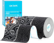 OK TAPE PRO Kinesiology Tape, 2inch x Long Roll 16ft Free Cut Tape, Elastic Athletic Tape Therapeutic Latex Free, Black+Black