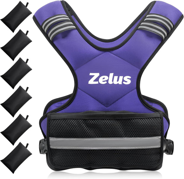 ZELUS Weighted Vest for Men and Women | 4-10lb/11-20lb/20-32lb Vest with 6 Ironsand Weights for Home Workouts | Adjustable Body Weight Vest Exercise Set for Cardio and Strength Training
