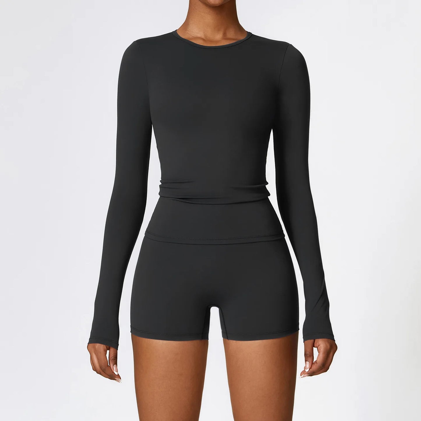 2PCS Yoga Set Women Gym Clothing Fitness Workout Set Sportswear Female Long Sleeve Crop Top High Waist Leggings Sports Suits