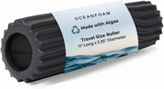 Oceanfoam Ripple Travel Foam Roller (11" x 3.35") Firm Mini Foam Roller for Physical Therapy, Deep Tissue Massage, Back Pain - High Density, Ergonomic Wave Textured - Yoga, Exercise (Black Marbled)