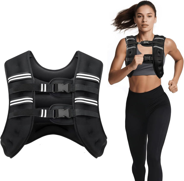 Weighted Vest for Woman Men, 6lb/8lb/12lb/16lb/20lb/30lb Weight Vest with Reflective Stripe, Weight Vests Adjustable for Walking, Weight Loss, Training, Running