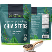 Viva Naturals Organic Chia Seeds 2 LBs - Plant-Based Omega-3 and Vegan Protein, Non-GMO Chia Seeds Organic Perfect for Smoothies, Salads and Chia Seed Pudding, Black Chia Seeds Bulk