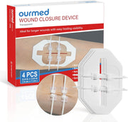 Wound Closure Strips(0.6"x 3.1" - 4 Pcs), Butterfly Bandages for Wound Care, Steri Emergency Laceration Closures Without Stitches for Outdoors Use.
