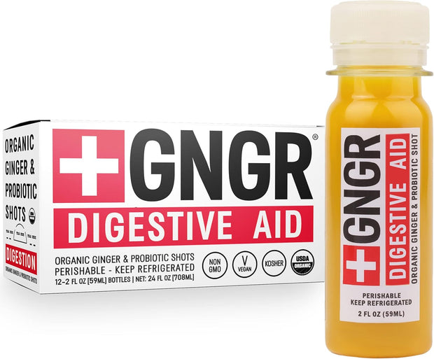 +GNGR Immunity Booster Organic Ginger and Turmeric Shot - Cold Pressed Ginger Shots with Turmeric, Cayenne Pepper, Orange, Lemon for All Natural Immune & Digestive Support (2 Oz, Pack of 12)