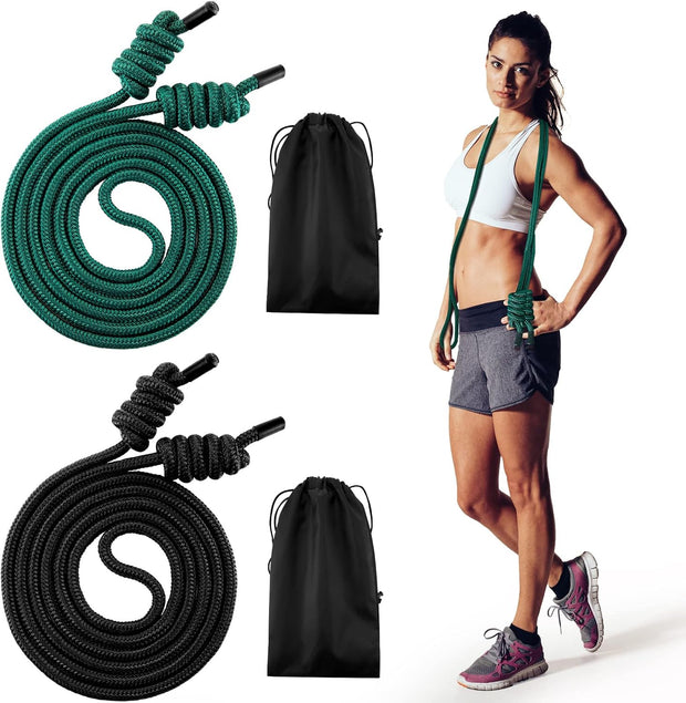 Lewtemi 2 Pcs Flow Exercise Rope for Fitness Flow Double Braid Workout Rope with Cloth Bags Adjustable Length Jump for Working out Men Women Gym Training Indoor Outdoor, 9 ft