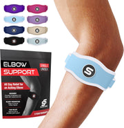 Sleeve Stars Tennis Elbow Brace for Women - Adjustable Tennis Elbow Strap, Golfers Elbow Brace for Men, Counterforce Brace for Tennis Elbow for Tendonitis Relief, Fits 9"-23" (Single/Black)