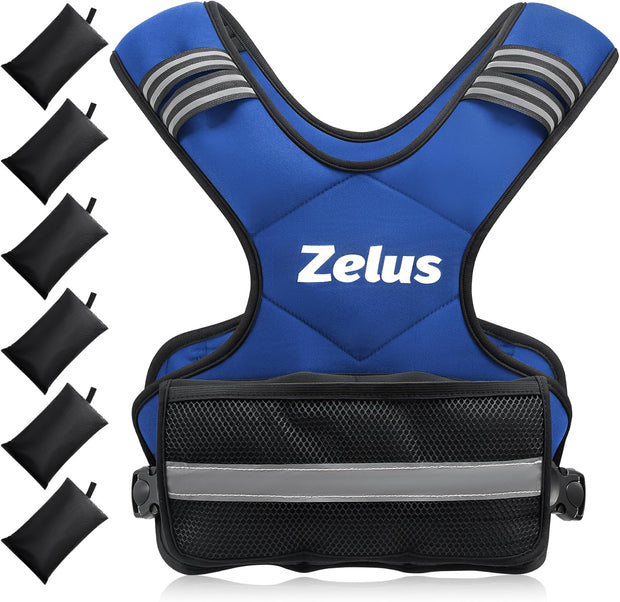 ZELUS Weighted Vest for Men and Women | 4-10lb/11-20lb/20-32lb Vest with 6 Ironsand Weights for Home Workouts | Adjustable Body Weight Vest Exercise Set for Cardio and Strength Training