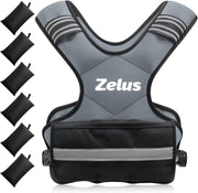 ZELUS Weighted Vest for Men and Women | 4-10lb/11-20lb/20-32lb Vest with 6 Ironsand Weights for Home Workouts | Adjustable Body Weight Vest Exercise Set for Cardio and Strength Training