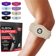 Sleeve Stars Tennis Elbow Brace for Women - Adjustable Tennis Elbow Strap, Golfers Elbow Brace for Men, Counterforce Brace for Tennis Elbow for Tendonitis Relief, Fits 9"-23" (Single/Black)
