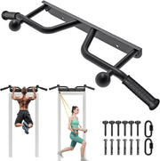 Pull Up Bar Wall Mount 440 LBS Capacity Doorway Chin Up Bar Multifunctional Steel Chinup Bar with with Resistance Band Hooks for Indoor Home Gym Garage