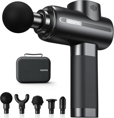 RENPHO Massage Gun Deep Tissue with Heat and Cold Head, Handheld Muscle Massager Therapy with Carry Case, Percussion Body Masajeador for Men Women Athletes Back Upgrade, Active Thermacool