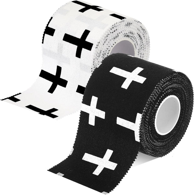 TrelaCo 1 Pcs Wrist Tape Baseball Cross Athletic 2in x 23ft Cotton Cross Wrist Tape Serrated Edges for Fingers Ankles Injury Wrap, Football Baseball Hockey Soccer (White)