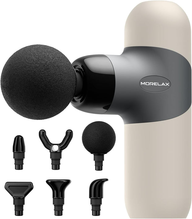 Mini Massage Gun, Percussion Muscle Massager for Back Pain Relief, Compact Sports Travel Massage Gun with 6 Massage Heads 4 Speeds, Gift for Her, Home, Athletes