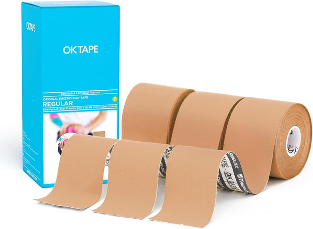 OK TAPE Kinesiology Tape, Regular Original Cotton Elastic Athletic Tape for Support and Recovery, Sports Tape, 2in×16.4ft Uncut Roll - Pink