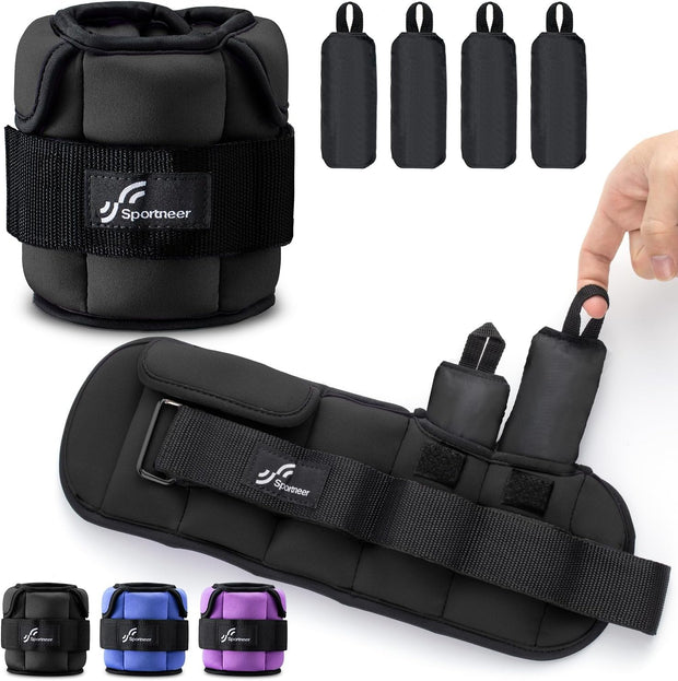 Sportneer Upgrade Adjustable Ankle and Wrist Weights for Women and Men 1-7 lbs / 1-10 lbs Set | Comfortable, Secure Fit for Walking, Running, Fitness, Physical Therapy, Home Gym