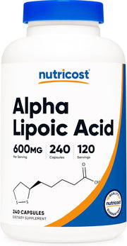 Nutricost Alpha Lipoic Acid 600mg Per Serving, 240 Capsules - Gluten Free, Vegetarian Capsules, Soy Free & Non-GMO