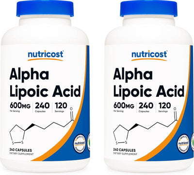 Nutricost Alpha Lipoic Acid 600mg Per Serving, 240 Capsules - Gluten Free, Vegetarian Capsules, Soy Free & Non-GMO