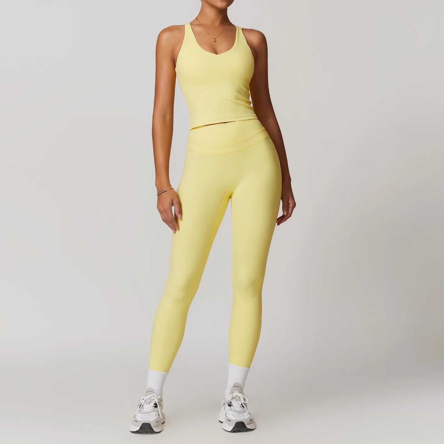 mikeyoga 2PCS Yoga Set Women Sportswear Workout Clothes Athletic Wear Gym Legging Fitness Bra Crop Top Short Sleeves Sports Suit