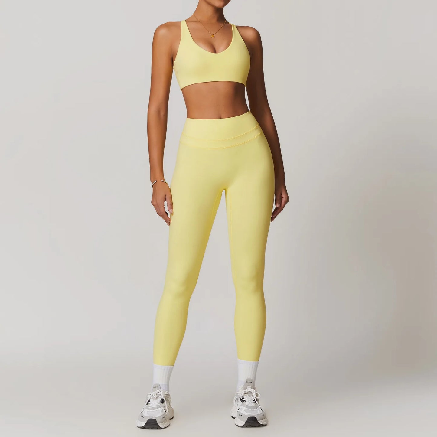 mikeyoga 2PCS Yoga Set Women Sportswear Workout Clothes Athletic Wear Gym Legging Fitness Bra Crop Top Short Sleeves Sports Suit