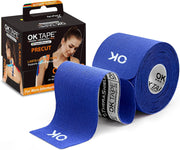 OK TAPE Kinesiology Tape 10 inches Precut, 20 Strips, Cotton Elastic Athletic Tape Latex Free, 2in x 16ft, Black