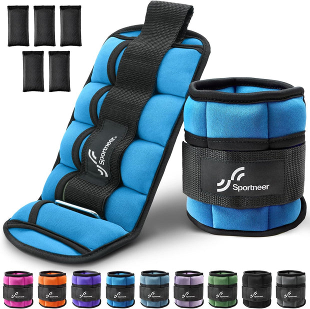 Sportneer Adjustable Ankle Weights for Women and Men 7 lbs/Pair Adjustable Leg Weights with Secure Straps, Strength Training Weighted for Yoga, Walking, Running, Aerobics, Gym, Physical Therapy