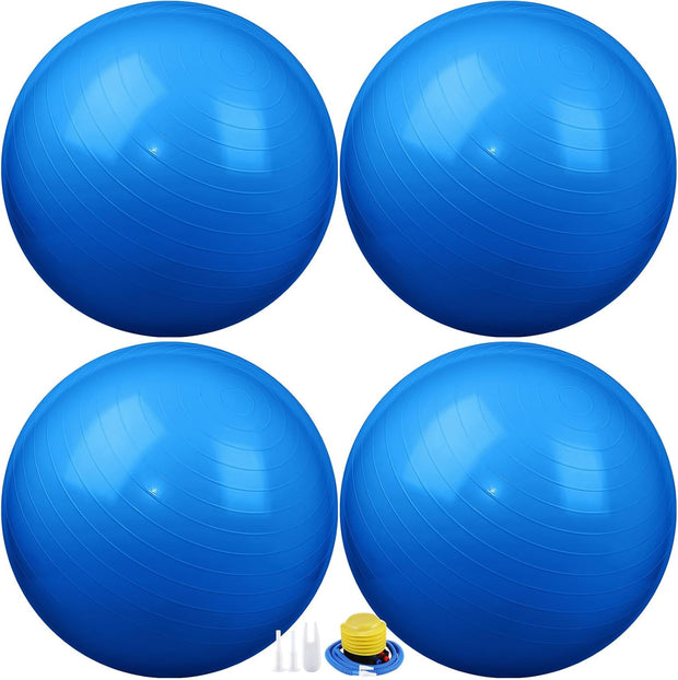 Leyndo 4 Pcs 26 Inch Yoga Exercise Ball Pilates Pregnancy Birthing Fitness Ball with Quick Pump Anti Burst for Improved Posture, Balance, Yoga, Pilates, Training