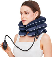 Neck Stretcher for Pain Relief, Adjustable Inflatable Cervical Traction Device, Neck Brace for Home Use, Supports Neck Decompression & Spine Alignment，Gifts for Women (Grey)