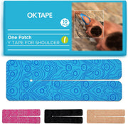 OK TAPE Precut Y-Shape Kinesiology Tape for Shoulder, Knee, Back, 10 Pcs, K Tape Strips, Provide Support & Relieve Discomfort, Water-Resistant Elastic Athletic Tape (3.5" x 10", Black)