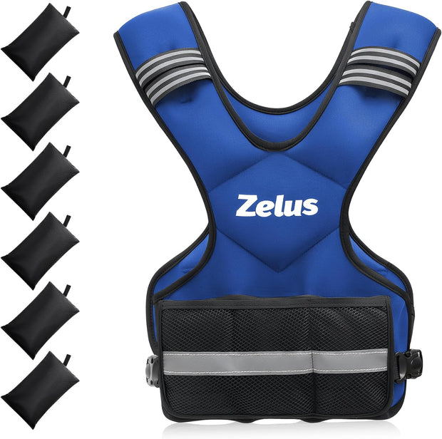 ZELUS Weighted Vest for Men and Women | 4-10lb/11-20lb/20-32lb Vest with 6 Ironsand Weights for Home Workouts | Adjustable Body Weight Vest Exercise Set for Cardio and Strength Training
