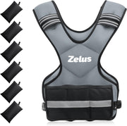 ZELUS Weighted Vest for Men and Women | 4-10lb/11-20lb/20-32lb Vest with 6 Ironsand Weights for Home Workouts | Adjustable Body Weight Vest Exercise Set for Cardio and Strength Training