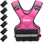 ZELUS Weighted Vest for Men and Women | 4-10lb/11-20lb/20-32lb Vest with 6 Ironsand Weights for Home Workouts | Adjustable Body Weight Vest Exercise Set for Cardio and Strength Training